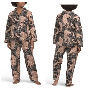 🔹️SAATVIK🔹️ Black 2pc Black Cotton Tiger Print Pajama Set